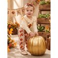 thumbnail image 5 of Cjfdfy Newborn Baby Girl Thanksgiving Fall Outfit Turkey Long Sleeve Romper Print Pants and Bow Headband 3pcs Infant Cute My First Thanksgiving Fall Winter Outfits 0-18M, 5 of 9