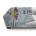 thumbnail image 3 of Florida Soft Flannel Fleece Blanket, Weathered Colorful Surfboards and Hand Drawn Anchors Paradise Beach, Cozy Plush for Indoor and Outdoor Use, 60" x 80", Pale Grey and Multicolor, by Ambesonne, 3 of 6