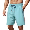thumbnail image 7 of Nmnitkp Men's Quick Dry Athletic Shorts Elastic Waist Drawstring With Zipper Pockets Lightweight Breathable Workout Running Basketball Gym Outdoor Shorts Sky Blue,XL, 7 of 7