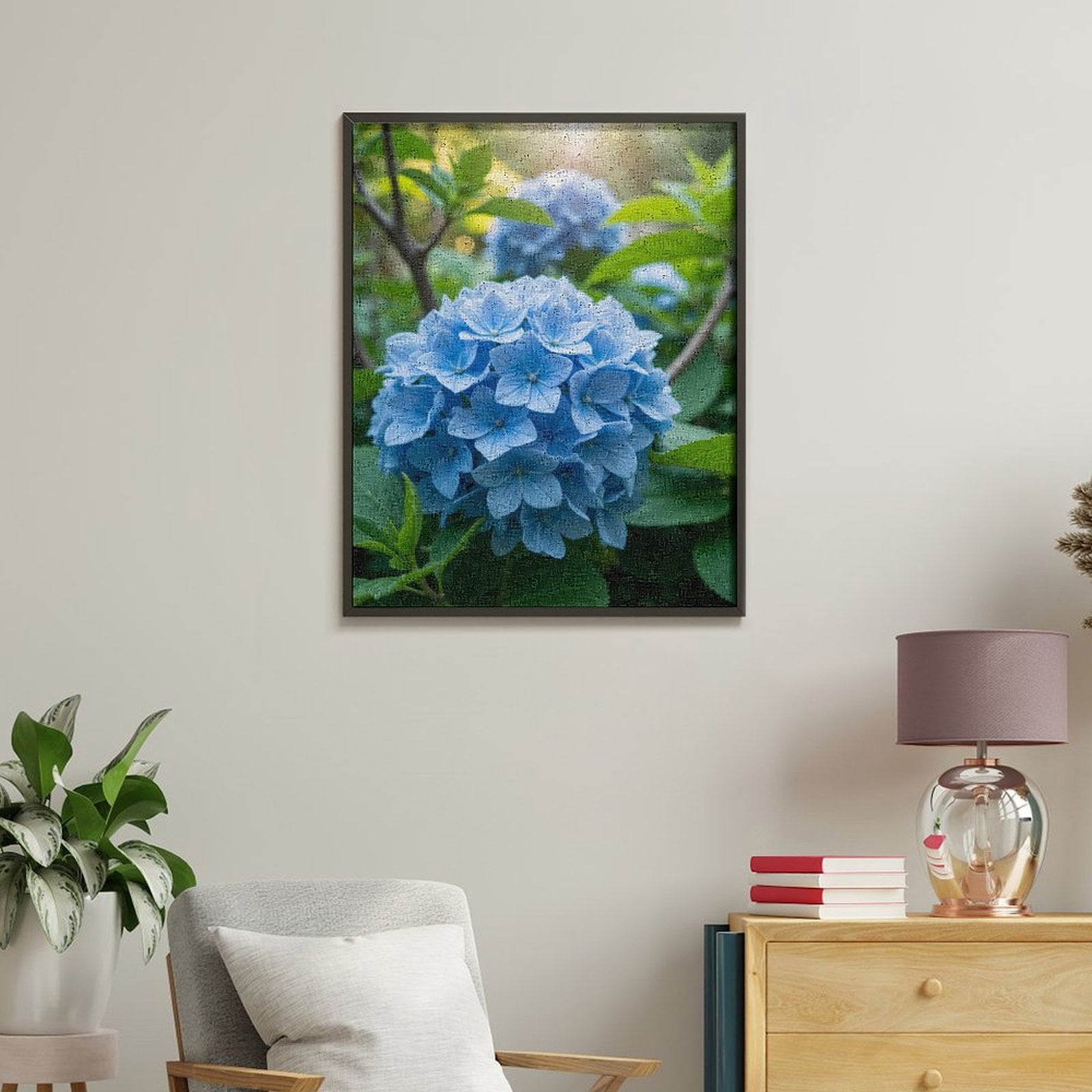 Paint by Numbers Kit for Adults, Blue Hydrangea Blooming Garden Paint by Numbers, Easy Paint by Numbers Kit for Adults Beginner, DIY Adult Paint by Number Kits on Canvas, 12x16in Home Decor