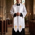 thumbnail image 5 of Reversible Embroidery Clergy Stole with Crossed Design Tassels for Priests Pastors Services Religious Ceremonies Reversible Clergy Stole, 5 of 7