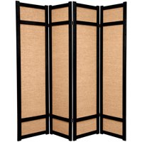 Oriental Furniture 6 Ft Tall Jute Shoji Screen, 4 panel, Black
