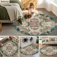 thumbnail image 6 of Round Rugs 8 Ft, Pink Green Boho Non Slip Area Rugs for Kitchen Bedroom Entryway, Abstract Medieval Vintage Ethnic Floral Washable Carpet Runner Rug Floor Mats for Bedroom Home Decor, 6 of 9