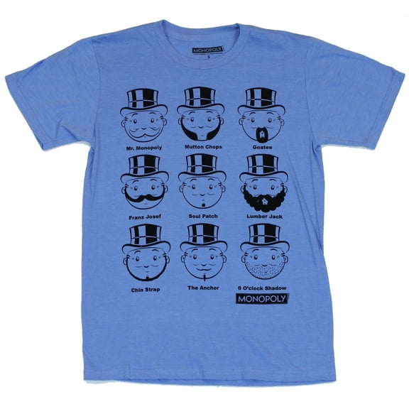 Monopoly (Classic Board Game) Mens T-Shirt  - The Many Mustaches of Uncle Penn (Small)