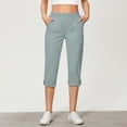 thumbnail image 6 of Leesechin Capri Pants for Women High Waisted Cargo Casual Elastic Waist Rolled Hem Summer Capris Pants with Pockets, 6 of 8