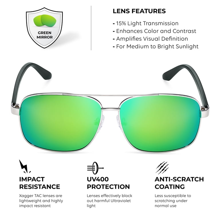 Xagger Polarized Square Aviator Sunglasses for Men Classic 