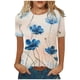 thumbnail image 2 of ICHUANYI Clearance Women's Short Sleeve Round Neck Printed Loose Tops Blouse T-shirt(Blue, S) ICHUANYI WER2023081116629, 2 of 5
