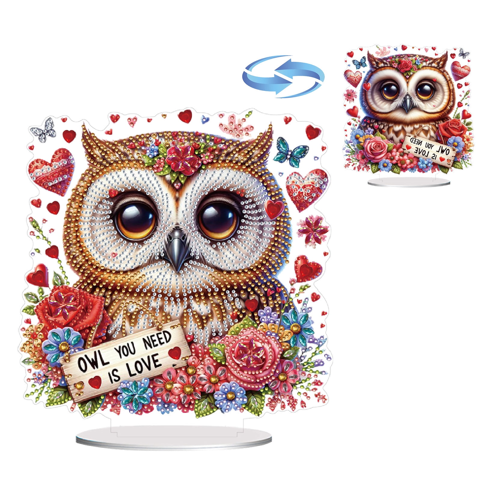 Flopesn Romantic Animal DIY Diamond Art Painting Decorative Ornament, Valentine's Day Gift Creative Design Pet Home Decor (Double-Sided Pattern, Single-Sided Diamonds)-4PCS