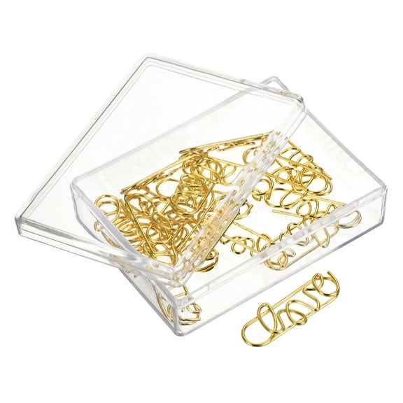 Uxcell Paper Clips Love Shape with Box 1.34 Inch Gold Tone for Organize Office Home, Pack of 20
