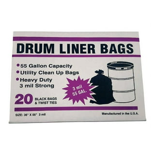 55 Gallon Trash Bags 3 MIL Contractor, Large Thick Heavy Duty Garbage Bag,  Extra Large Trash Can Liner Bags, 36x52 55gal Drum Liners 3mil (25)
