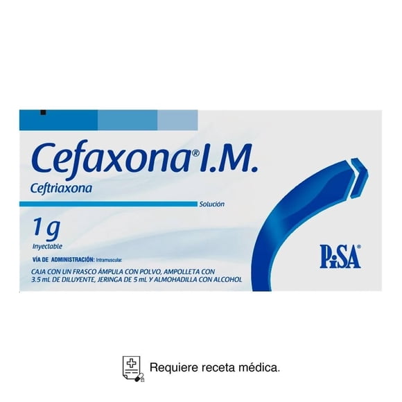 Cefaxona Ceftriaxona 1 g solución inyectable 3.5 ml de diluyente