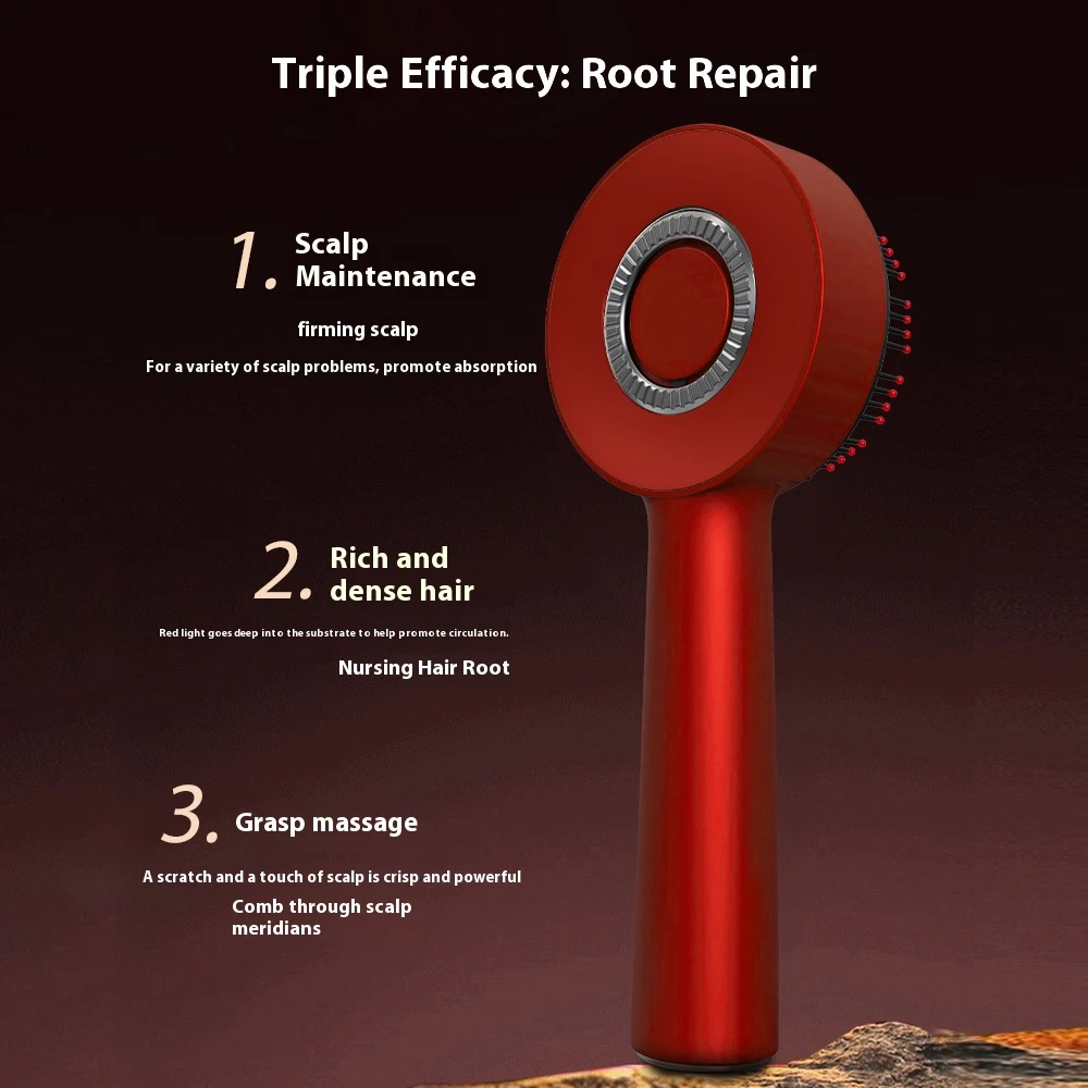 Rechargeable Electric Vibration Massage Comb Red Light Therapy Hair Growth Massage Scalp Brush Anti Hair Loss Liquid Oil Applicator Hair Care