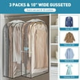 thumbnail image 2 of 43'' Hanging Garment Bag for Storage, 6 pack 10'' Suit Bags for Closet Storage, Garment Bags for Haning Clothes, Garment Covers W/Side Zipper for Coats & Jackets,PEVA Material Waterproof and Odorless, 2 of 7