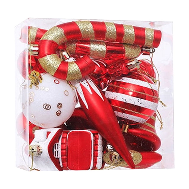 Advancent Juego de bolas colgantes con forma de corazón, decoraciones festivas, adornos, regalos pensativos, juego de bolas colgantes, Feliz Kits de decoración para fiestas rojo