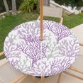 thumbnail image 6 of Round Outdoor Tablecloth with Umbrella Hole and Zipper, Purple Gray Coral Coastal Fitted Table Cover with Elastic Edge for 55-60 Inch, Summer Beach Seaside Nautical Waterproof Patio Tablecoths, 6 of 9