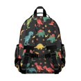 thumbnail image 3 of Dinosaur and Leaf Black Pattern Cute School Backpack Bag for School with Padded Back and Adjustable Shoulder Straps 15.25"x11.5"x5.25", 3 of 5