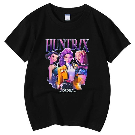 Girls Tops Tees Shirts Short Sleeve Style Casual Summer Round Neck for Ages 3 to 13 Wear Black,160