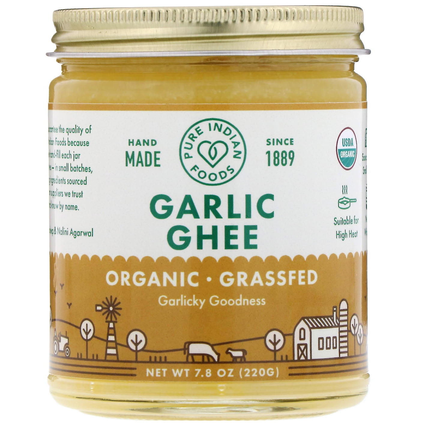 Pure Indian Foods Organic Garlic Ghee, 7.8 oz (220 g)