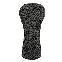 Yuyamidu Black Leopard Print Golf Club Head Covers PU Leather Driver Headcover, Fairway Wood Head Cover, Golf Hybrid Head Cover for Women Men