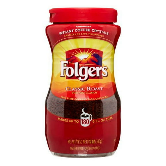 Folgers Classic Roast Instant Coffee Crystals 12 oz (Pack of 10)