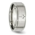 thumbnail image 5 of Chisel Stainless Steel Brushed and Polished Cross 8mm Ridged Edge Band, 5 of 8