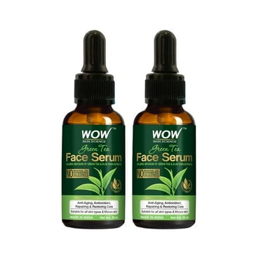 Wow Skin Science Green Tea Face Serum | Aloe Vera Extract With Pro Vitamin B5 & Vitamin E | Anti Aging, Skin Repair | Blemishes, Fine Lines, Smooth Skin | No Parabens | 30 Ml | Pac