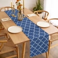 thumbnail image 3 of Table Runner 36 Inches Long for Kitchen Dining, Dark Blue Morocco Dresser Scarf Farmhouse, Dining Table Decorations for Wedding/Parties, Ethnic Abstract Geometric Quatrefoil Grid 13 x 36 In, 3 of 8