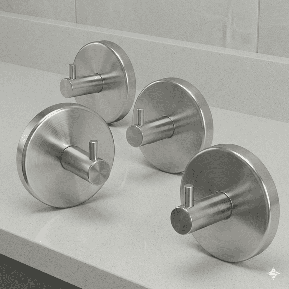 4 Pack Towel Hooks Suction Cup Hooks for Bathroom Rustproof No Drill Hooks(Silver)
