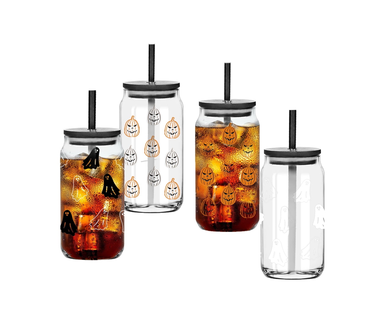 Halloween 20 oz Ghost and Pumpkin Color Changing Sipper Glass (Set of 4), by Way To Celebrate