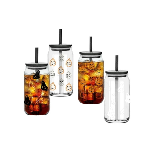Halloween 20 oz Ghost and Pumpkin Color Changing Sipper Glass (Set of 4), by Way To Celebrate
