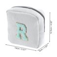 thumbnail image 2 of Unique Bargains 1 Pc Letter R Pattern Makeup Bag for Travel White Corduroy, 2 of 6
