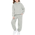 thumbnail image 2 of ITSAME Girls 2-Piece Outfits Long Sleeve Hooded Sweatshirt and Sweatpants Set Fall Winter Casual Active Clothing Gray Size 12, 2 of 10