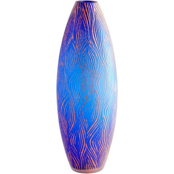 Cyan lighting - Fused Groove - Vase - 6.25 Inches Wide by 17.25 Inches High