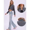 thumbnail image 2 of DARING DIVA Women's Denim Casual Collared Long Sleeve Crop Jean Jackets M Gray, 2 of 6