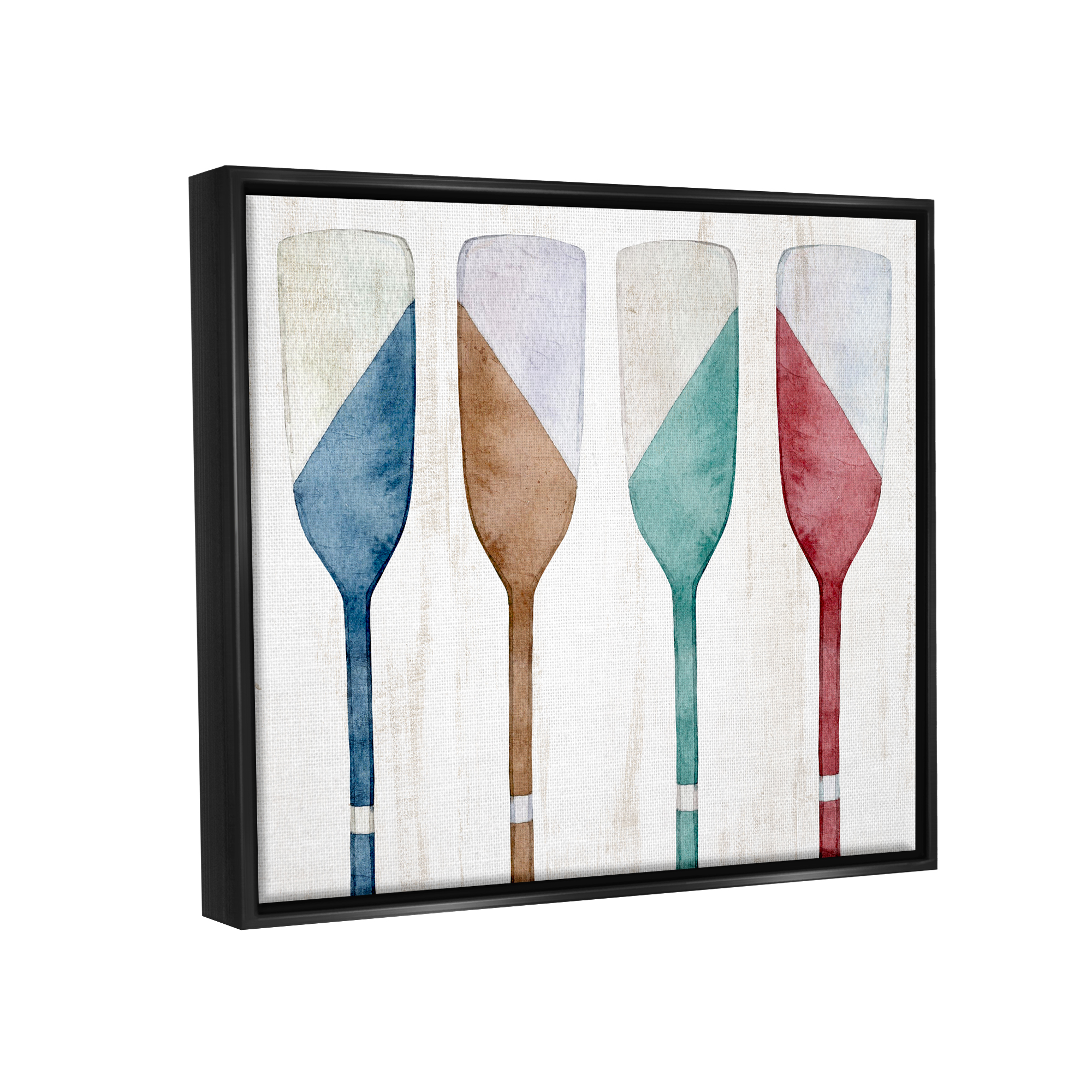 Stupell Industries Rustic Boat Oars Nature Painting Black Floater Framed Art Print Wall Art, 21 x 17