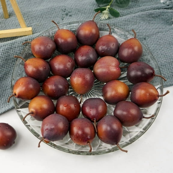 Worgeous 6pcs Artificial Fruit Fake Prunes Decorative Food Lifelike Faux Realistic Photo Props Decorations For Kitchen Table Centerpieces Party Desk Ornament