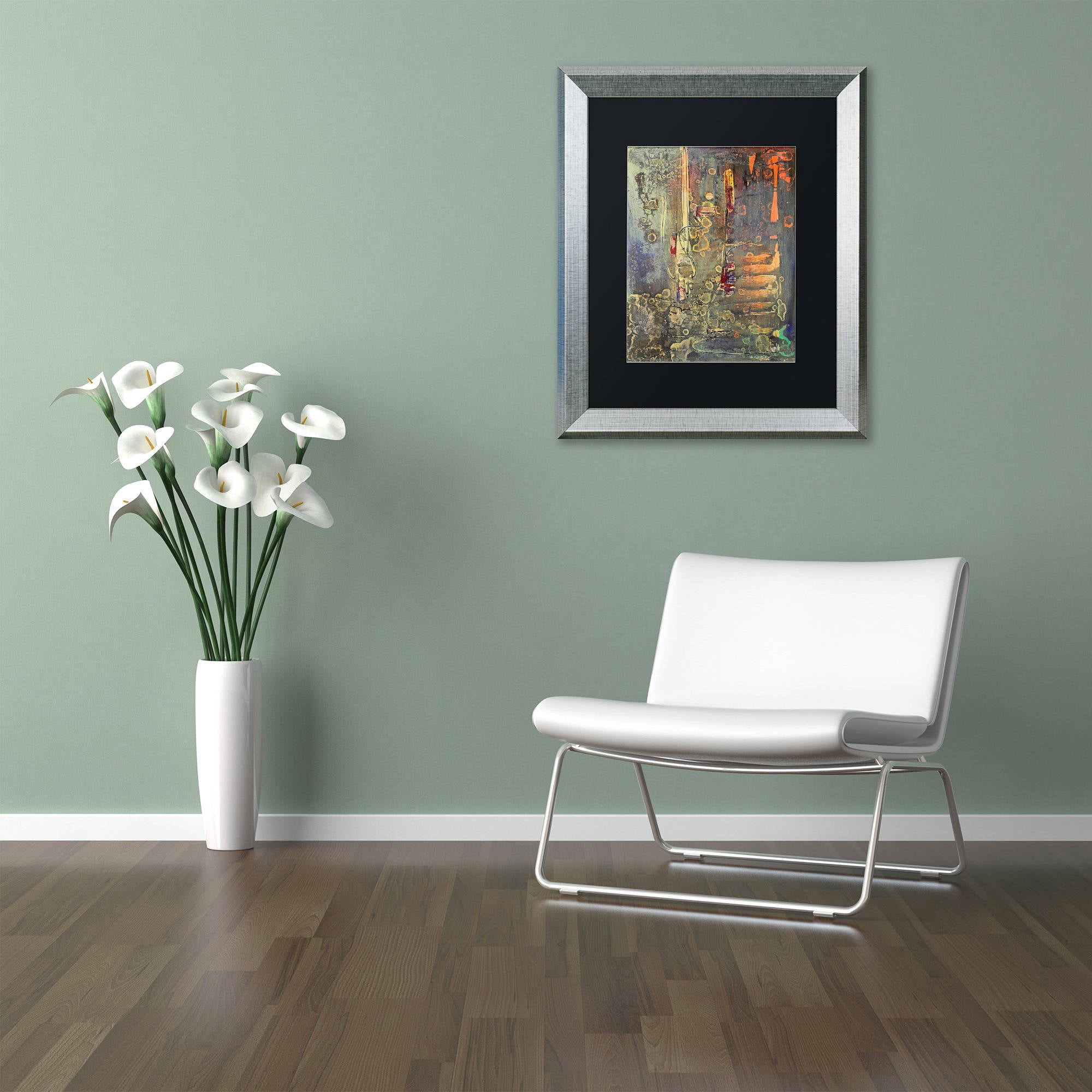 Trademark Fine Art "Into The Dark" Canvas Art by Pat Saunders-White, Black Matte, Silver Frame