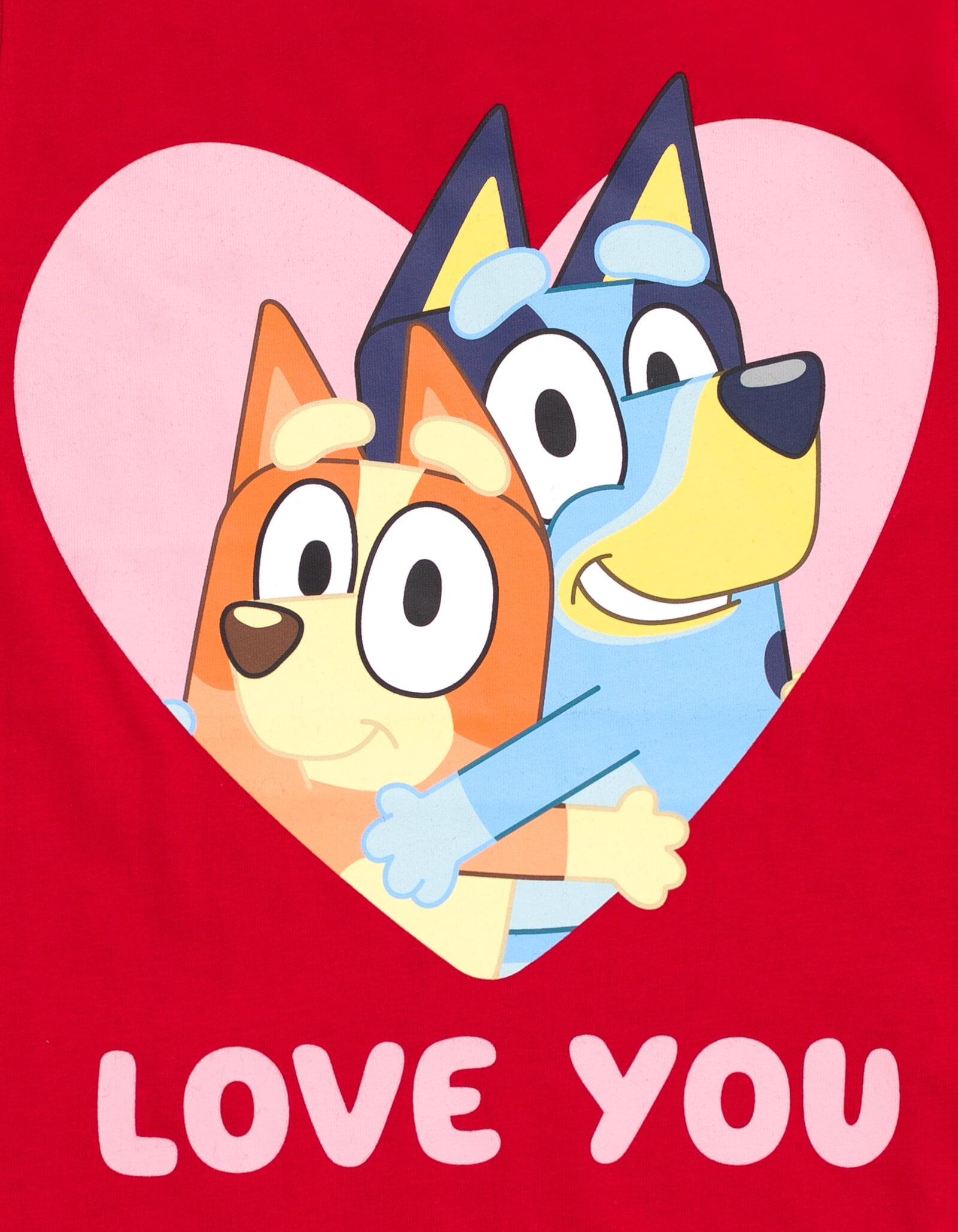 bluey bingo kids' valentines day t-shirt, red, for boys and girls