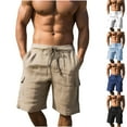 thumbnail image 1 of Txeol Linen Shorts for Men Summer Elastic Waisted Drawstring Shorts with Pockets Lightweight Casual Solid Color Beach Shorts Todays Daily Deals,Navy,L, 1 of 4
