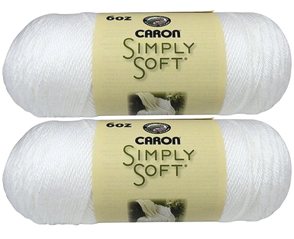 Bulk Buy Yarn Solids (2pack) (White), 2 skeins of Caron simply soft