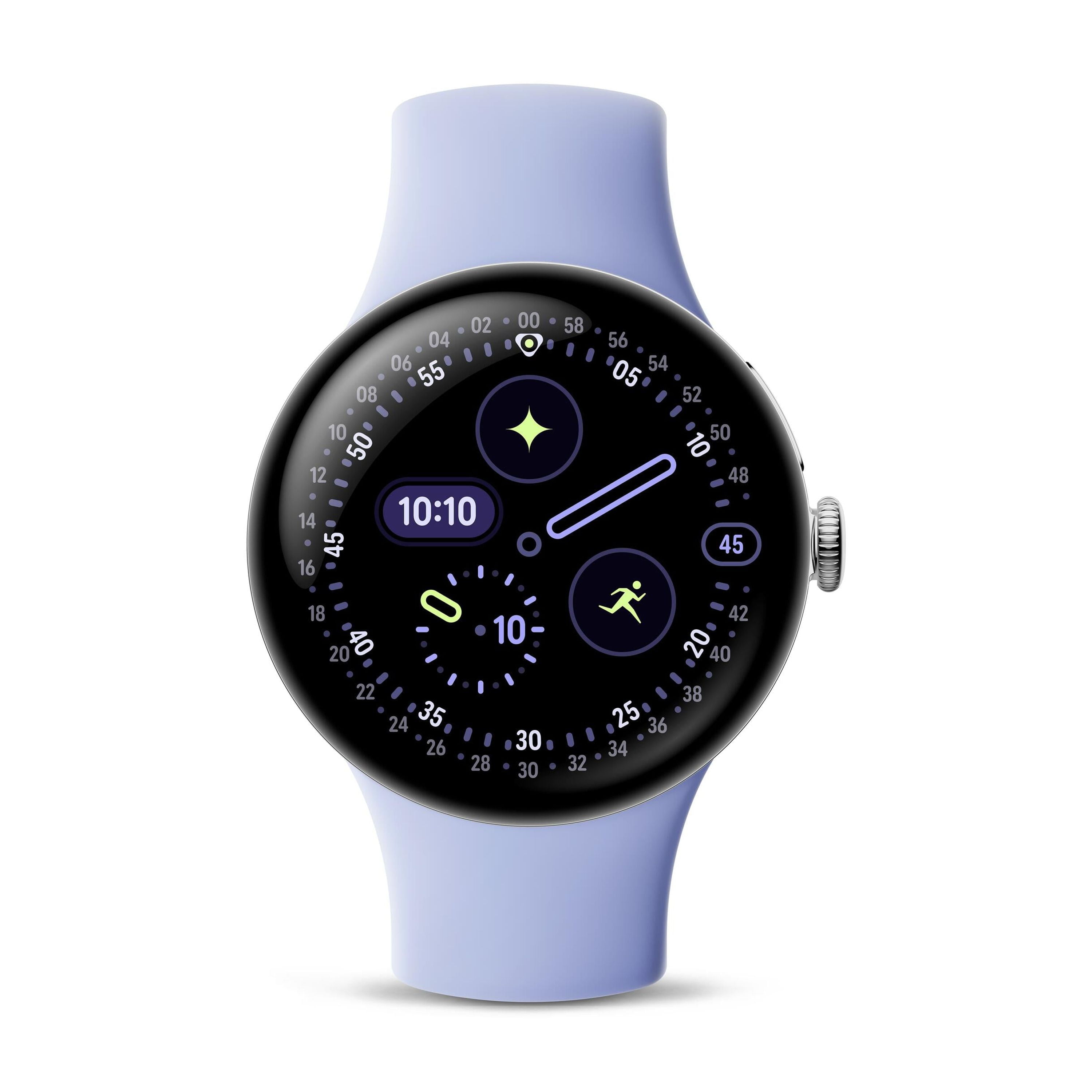 Google Pixel Watch 4 (41mm) -Domed Display, Comprehensive Health and Fitness Tracking, and Help from Gemini - Polished Silver,Purple