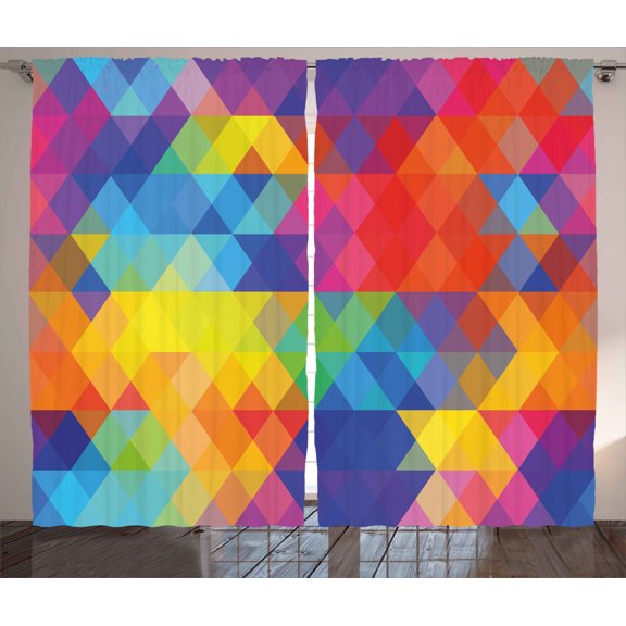Ambesonne Digital Curtains 2 Panel Set, Geometric Blurry Art, 108" x 63", Multicolor