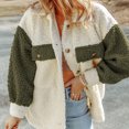 thumbnail image 5 of Olyvenn Women's Winter Coats Color Block Lapel Button Down Fleece Sherpa Jacket Casual Trendy Warm Outerwear Army Green XXL, 5 of 9