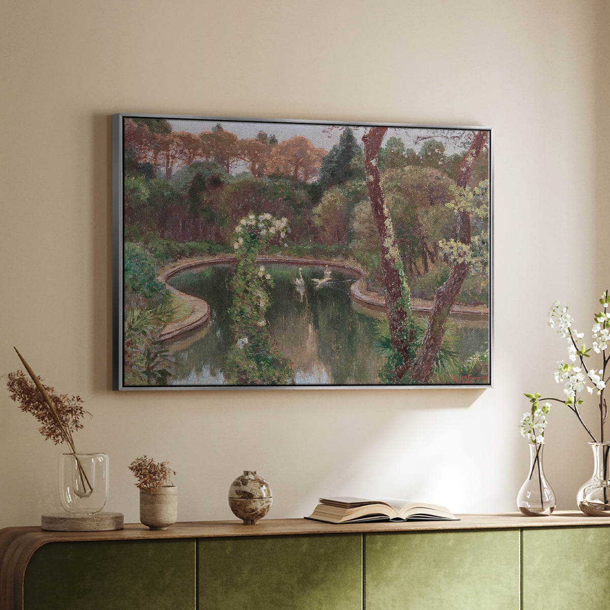Vintage Landscape-CCCLXXII By Wexford Home Framed in Silver Wood Gallery Wrapped Canvas 27 in. x 41 in.