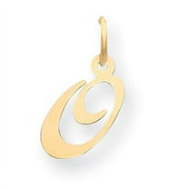 14k Yellow Gold Small Fancy Script Initial O Charm Pendant