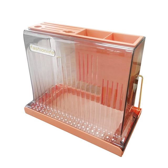 Soporte para utensilios de cocina, escurridor de cucharas con bandeja de drenaje. Naranja