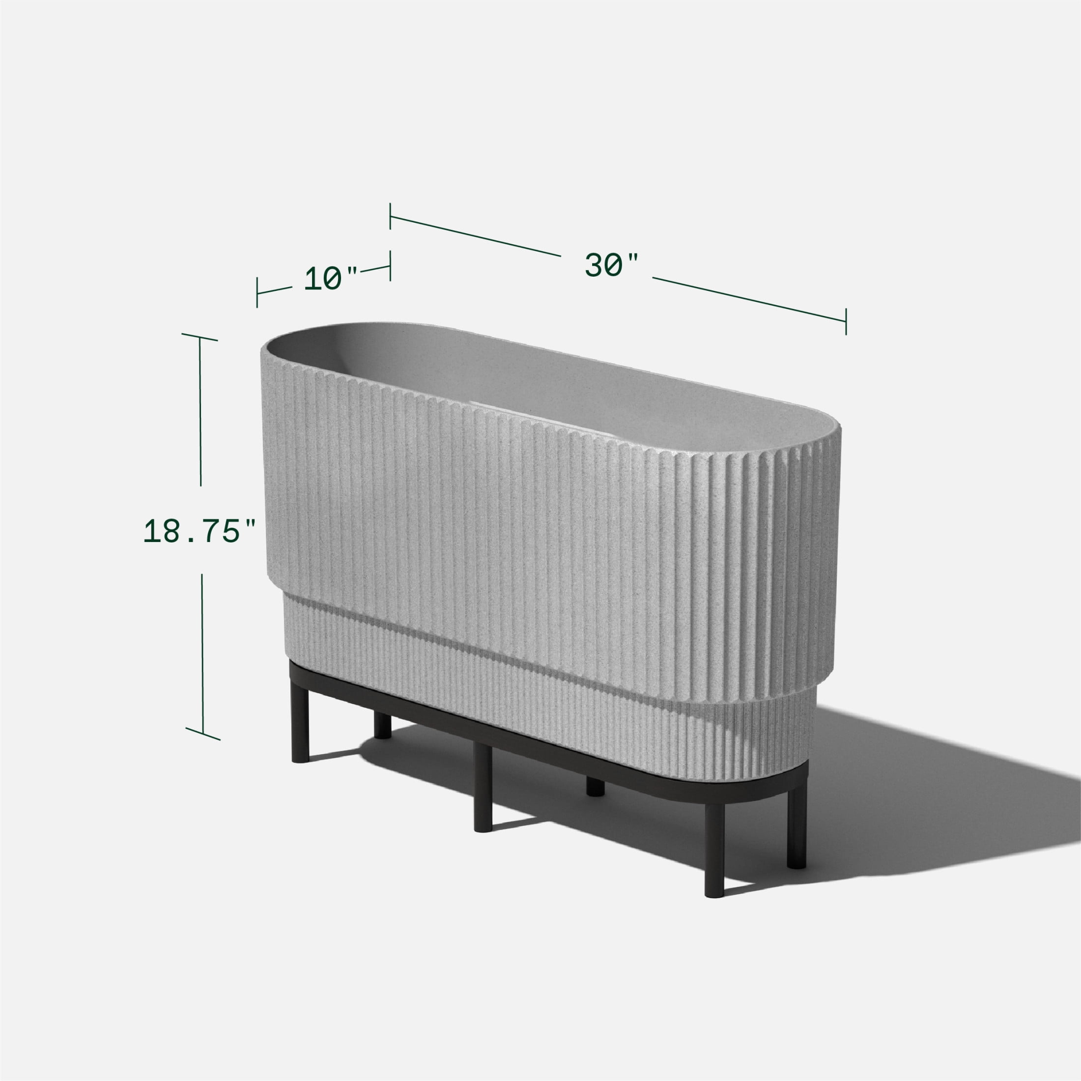 Veradek Demi Series Raised 30" Long Plastic-Stone Planter - (Gray/Black, 1 Pack)