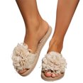 thumbnail image 4 of Xfvqtps New Ladys Slippers Tassels Flower Straw Sole Flat Bottomed Open Toe Comfortable Non-Slip Vacation Beach Summer EVA Slippers Beige-02, 4 of 8
