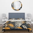 thumbnail image 3 of Designart "Leopard Collage in Yellow and Blue III" Leopard/Cheetah Bedding Covert Set - Animals Yellow Modern Bed Set With 2 Shams, 3 of 5