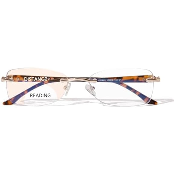 Rimless Bifocal Reading Glasses for Women Frameless Blue Light Blocking Bifocal Clear Top Readers With Tinted Edge